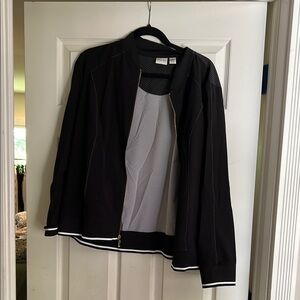 Chico's Black Bomber Jacket with White Trim